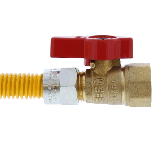 1/2 OD (3/8 ID) Gas Connector, 1/2 MIP X 1/2 FIP Ball Valve X 30